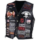 Diamond Plate Rock Design Genuine Buffalo Leather Biker Vest With 42 Patches XL... by Diamond Plate
