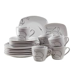 Domestic 921386 Kaffeeservice 18-teilig Chanson mit je 6 Tassen, Untertassen und Desserteller