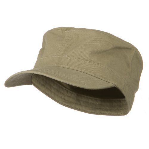 Big Size Cotton Fitted Military Cap - Khaki (For Big Head)