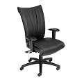 Hi-Back Leather Plus Office Chair with Straight Arms - Black