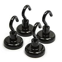 The Best Magnetic Hooks, 40 LB Holding Power Each in Black Color, CMS Magnetics Hooks - 4 Pieces
