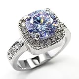 Light Amethyst Round Solitaire Pave Sides CZ Ring