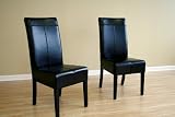 Set of 2 Baxton Studio Black Leather Dining Chair Y-006-J023-Black