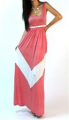 Sexy Sleeveless Colorblocking Scoop Neck Striped Print Cocktail Cotton/Polyester Club Dress/Prom Dress/Wedding Dress/Maxi Dress 