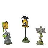 D56 Dept 56 Snow Village Halloween Scary Warning Signs