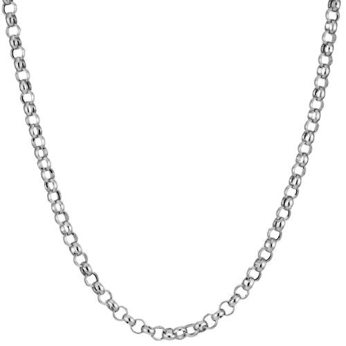 2mm thick solid sterling silver 925 stamped Italian designer BELCHER rolo cable round link marine chain necklace chocker bracelet anklet with spring ring clasp jewellery jewelry - Available in lengths: inch 6