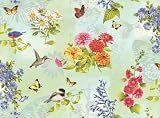 Fat Quarter Sandy's Garden Birds, Butterflies and Flowers Cotton Quilting Fabric - 50 x 55cm DSN2247