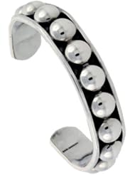 Sterling Silver Beaded Cuff Bangle Bracelet 9/16 inch wide,