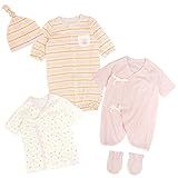 ベビー カバーオール ツーウェイオール コンビ肌着 短肌着 帽子 ミトン 5点SET 新生児用 ピンク 50-70cm