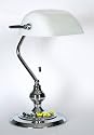 SCHREIBTISCHLAMPE TISCHLEUCHTE BANKERS LAMP BANKER LAMPE CHROM WEISS