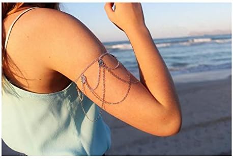 Zionus Fringed Leaves Arm Harness Slave Chain Cuff Armband Armlet Bracelet