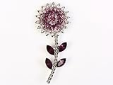 Amethyst Purple Snowflower Cute Crystal Rhinestone Sunflower Costume Pin Brooch