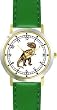 Tyrannosaurus Rex - T Rex - Full Body Dinosaur Animal - WATCHBUDDY&reg; DELUXE TWO-TONE THEME WATCH - Arabic Numbers - Green Leather Strap-Women's Size-Small