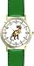 Tyrannosaurus Rex - T Rex - Full Body Dinosaur Animal - WATCHBUDDY&reg; DELUXE TWO-TONE THEME WATCH - Arabic Numbers - Green Leather Strap-Women's Size-Small