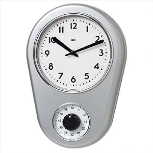 Kitchen Timer Retro Modern Wall Clock in Silver