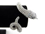 Silver Toned Metal Alloy Clear AB Crystal Rhinestone Snake Cuff Bracelet Bangle