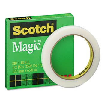 Scotch 810122592 - Magic Office Tape, 1/2 x 72 yards, 3 Core, Clear