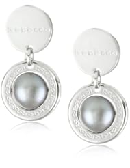 Rebecca "Shibuya" White Bronze with Pearls Drop Earrings