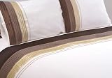 Belledorm Accordion Polycotton Duvet Set, White/Brown, King Size