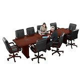 12' Conference Table with Dataports and 10 Leather Chairs