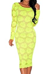 Sexy Long Sleeves Illusion Lace Floral Print Club Dress 