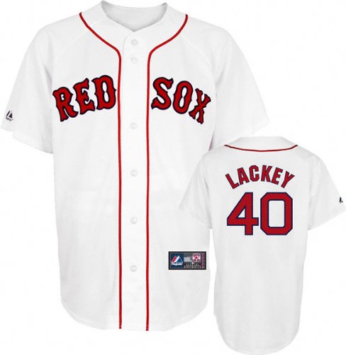 John Lackey Jersey: Adult 2010 Majestic Home White Replica #40 Boston Red Sox Jersey