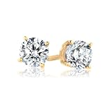 18k Yellow Gold, Round, Diamond 4-Prong Stud Earrings (1/2 cttw, H-I Color, SI1-SI2 Clarity)