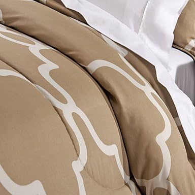 3 Piece - Modern Light Coffee Overlapping Lattice Comforter Set , Queen