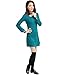 Allegra K Women Peter Pan Dress Bracelet Sleeve Button Down Back Short Dresses, Turquoise, Small