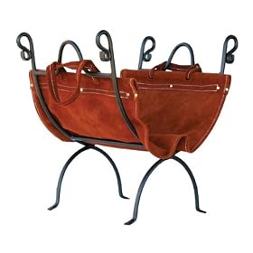 Olde World Iron Log Holder With Suede Leather Carrier by UniFlame