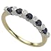 14K Two Tone Gold Round Sapphire & Bezel Set Diamond Band Ring