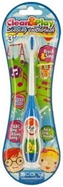 This Manual Toothbrush for Kids Sings "ABC" Alphabet Tune &amp; Teaches Children Healthy Oral Hygiene (BLUE)