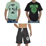 3 PACK: You receive 3 items - 1 pair of Mens BILLABONG Tornado surfing boardshorts, 1 Mens QUIKSILVER Tropical Low T-shirt and 1 VOLCOM Skt Pattys t-shirt. Two great looking t-shirts and 1 pair of boardshorts at a shocking wholesale price. - Size: T-shirts:XL / Shorts:36