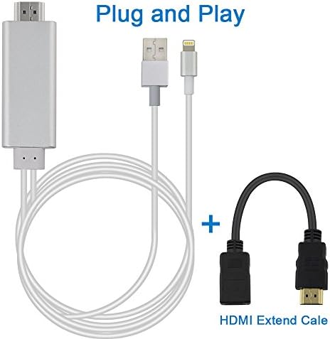 Lightning to HDMI Adapter, Dolida Lightning Digital AV to HDMI 1080P HD Display Cable Adaptor Converter for iPhone 7/7Plus/6s/6s Plus/6/6 Plus and iPad Pro Models Silver (Plug and Play)