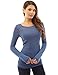 PattyBoutik Women's Crew Neck Lace Long Sleeve Top (Dark Cobalt Blue M)