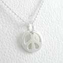 Small Peace Symbol Charm in Sterling Silver on a 16" Ball Chain, #8444