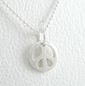 Small Peace Symbol Charm or Pendant in Sterling Silver on a 16" Bead Chain, #8444