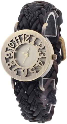 HACBIWA Fashion Womens Ladies Girls Weave Leather Hollow Band Wrist Watch Black