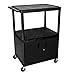 Luxor Black Endura 3 Shelf Multipurpose Utility Cart With Cabinet