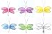 2 Assorted Mini (X-Small) Glitter Dragonfly Dragonflies 6pc set (Purple, Dark Pink (Fuchsia), Yellow, Blue, Green and White) - nylon nursery bedroom girls room ceiling wall decor, wedding birthday party baby bridal shower