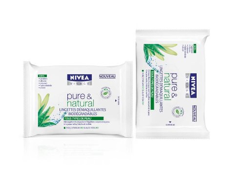 Nivea Visage - Lingettes Pure  &  Natural x 25 - Lot de 2