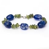 Blue Crystal and Peridot Quartz Bracelet