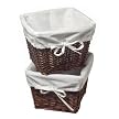 Set of 2 Cherry Shelf Baskets with White Liners