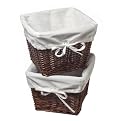 Set of 2 Cherry Shelf Baskets with White Liners