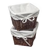 Set of 2 Cherry Shelf Baskets with White Liners