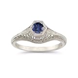 Vintage Art Deco Sapphire Ring in .925 Sterling Silver