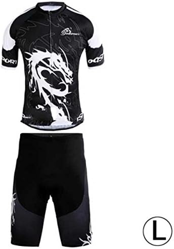 DS-Dragon Pattern Cycling Short Sleeves Jersey + Shorts Set for Men (Size: L) ~.