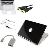 For Macbook® Pro 13 Bundles Black Hard Case+Clear Skin KB Shield+10Ft HDMI Cable