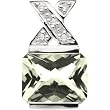 14K White Gold Prasiolite (Green Amethyst) and Diamond Pendant