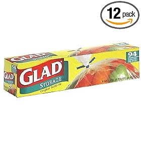 Glad Open Mouth Twist Tie Storage Bags, 1 Gallon, 100-Count Bags (Pack of 12)